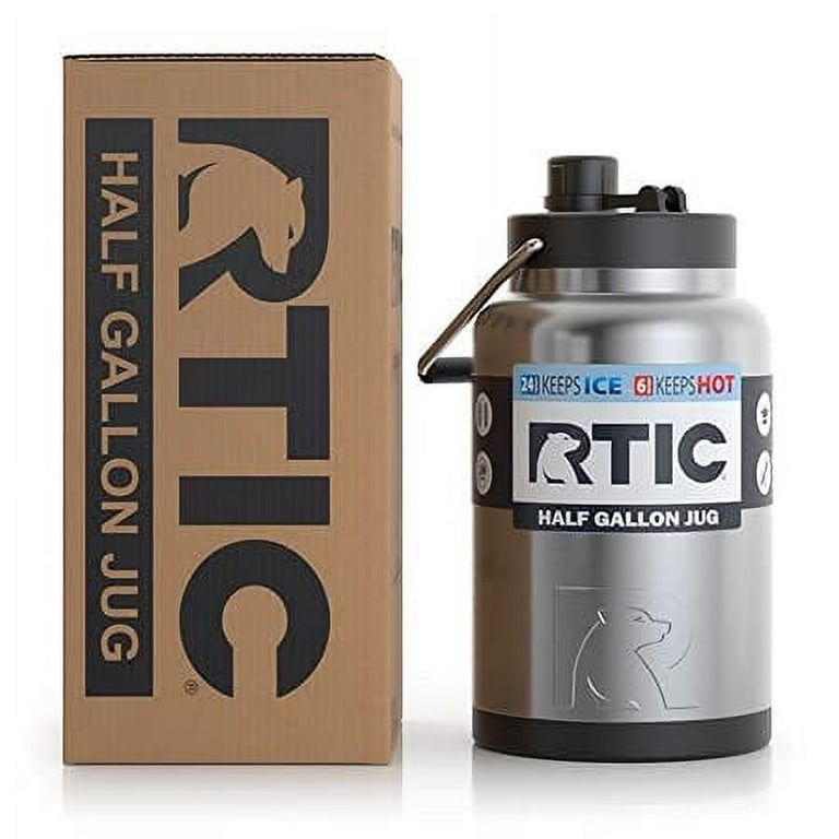 RTIC Half Gallon Jug with Handle, Vacuum Insulated Water Bottle Metal  Stainless Steel Double Wall Insulation, Thermos Flask Hot and Cold Drinks,  Sweat Proof for Travel Hiking and Camping, White 