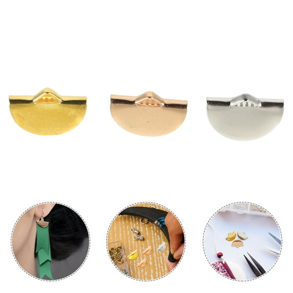 LABELEPH 150Pcs Metal Clamp Cord Ends Assorted Color Crimping Jewelry Making Half Round for