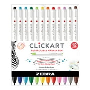 Zebra Pen ClickArt Retractable Marker Set, 0.6mm, 12 Multi-Colors