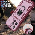 thumbnail image 3 of Armor Case for iPhone 14 Pro Ring Holder with Sliding Camera Protection & Kickstand Military Grade Shockproof Heavy Duty with Magnetic Car Mount Holder for iPhone 14 Pro, Red+Pink, 3 of 7