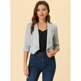 thumbnail image 4 of INSPIRE CHIC Women's Open Front 3/4 Ruched Sleeve Shawl Lapel Lightweight Cardigan Grey L, 4 of 4