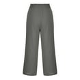 thumbnail image 5 of YUGYXL Cropped Pants for Women Elastic Waisted Capri Pants Summer Loose Fit Button Casual Pant Solid Color Soft Straight Trousers Comfy Wide Leg Pants with Pockets, 5 of 6