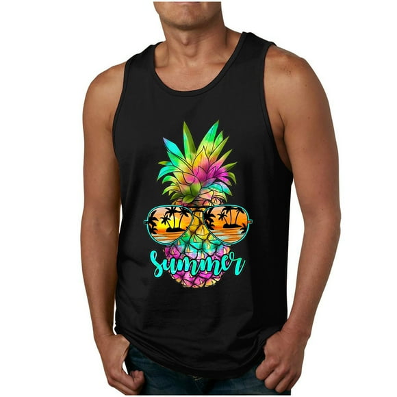 Tank Top for Men, New Fashion Casual Mens Summer Loose Waistcoat Print Sport Round-Neck Tank Features