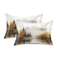 thumbnail image 2 of Dailycode Satin Pillow Case Standard Silk Pillow Cover for Hair and Skin Envelope Closure Autumn Misty Mountains 20"x26", 2 of 9