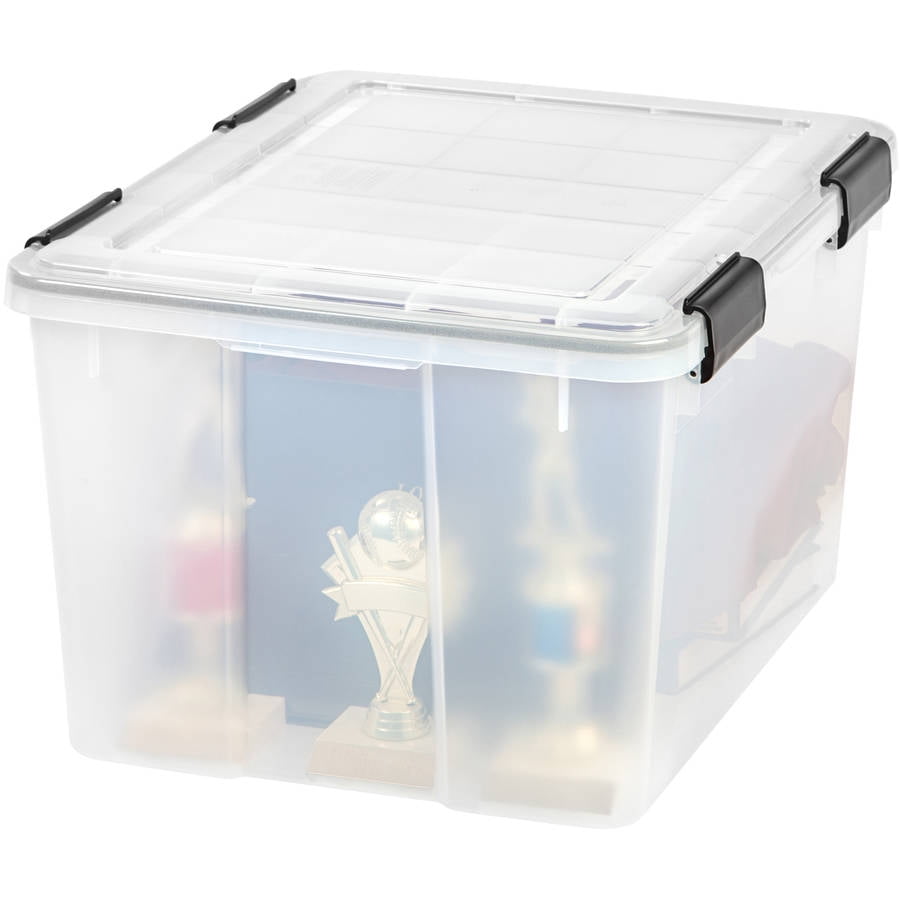 IRIS USA 46 QT Weathertight Gasket Storage Box with Buckles, Clear, 1 Pack