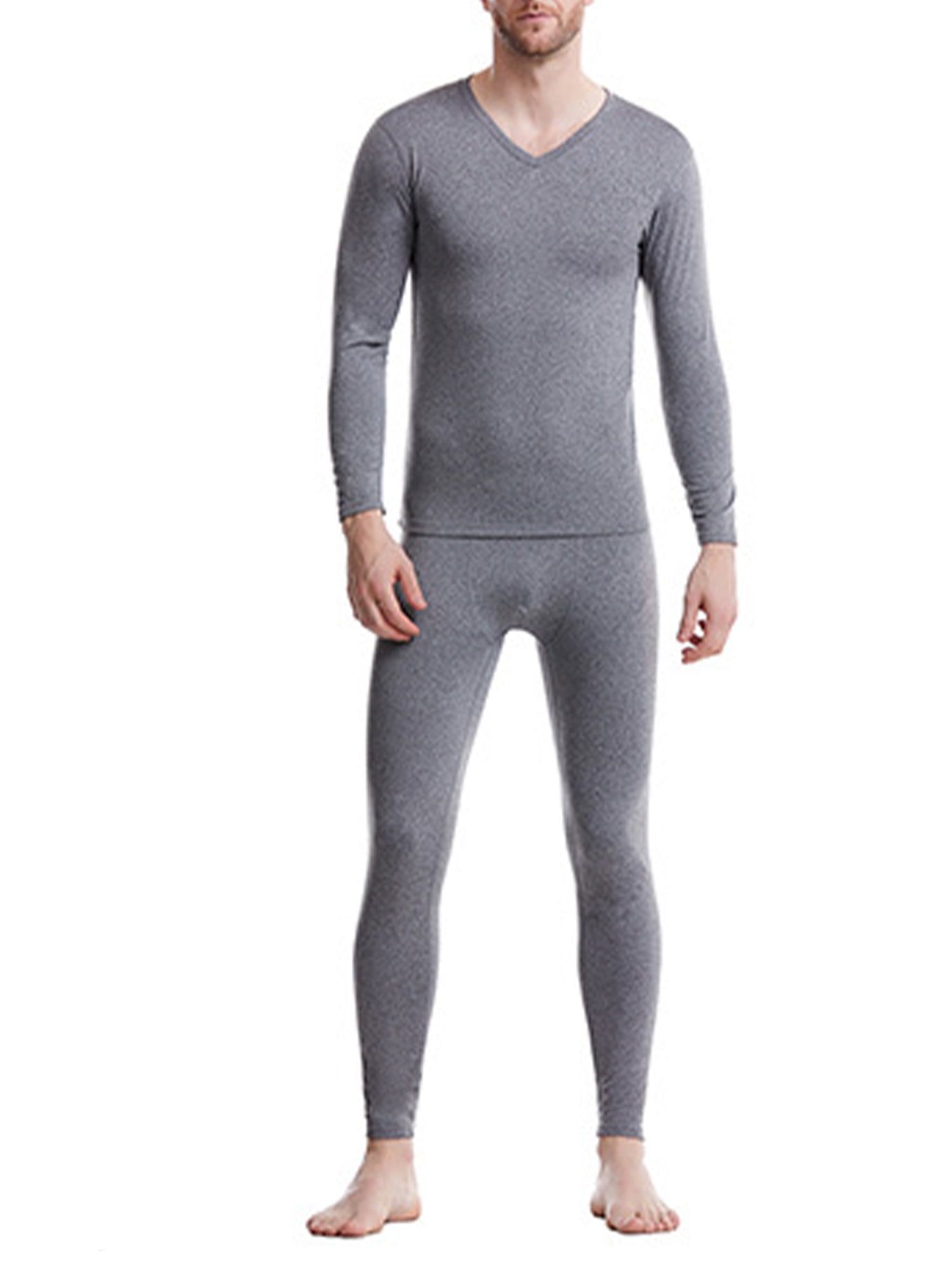 Nerefy Plus Size Winter Warm Mens Thermal Underwear Long Sleeves Sleepwear Pajama Sets