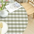 thumbnail image 5 of Checkered Round Fitted Tablecloth Best for 44"-48" Gingham Table Cloth Elastic Edge Waterproof Stain Resistant Washable Farmhouse Buffalo Plaid Sage Green Table Cover for Party Picnic Indoor Decor, 5 of 6
