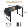 thumbnail image 6 of edx 40" Home Office Desk for Small Spaces, Computer Desk with Storage Bag & Hook, Modern Simple Style Study Writing Table for Bedroom, Black, 6 of 8