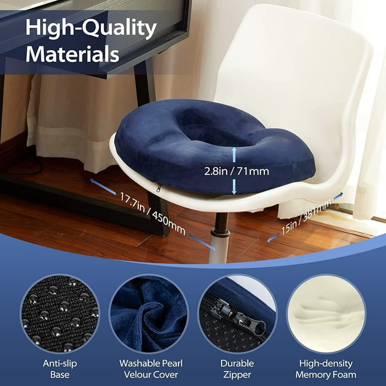 HOMCA Donut Pillow Hemorrhoid Seat Cushion for Office Chair, Premium Memory  Foam Chair Cushion, Sciatica Pillow for Sitting Tailbone Pain Car Seat  Cushions, Blue(17.7 x 15 x 2.8 inches) 