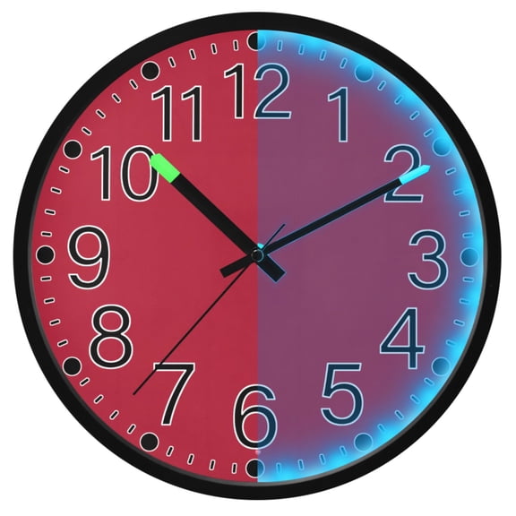 Ryvnso Rose Red Solid 12 Inch Night Light Wall Clock Silent Battery Operated Luminous Clocks