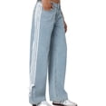 thumbnail image 2 of Jean Ample et Tendance pour Femme à Jambes Larges avec Dessin Latéral Bleu Pâle TG, 2 of 8