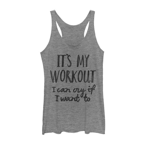 Women's CHIN UP My Workout Cry If I Want Racerback Tank Top Gray Heather Medium