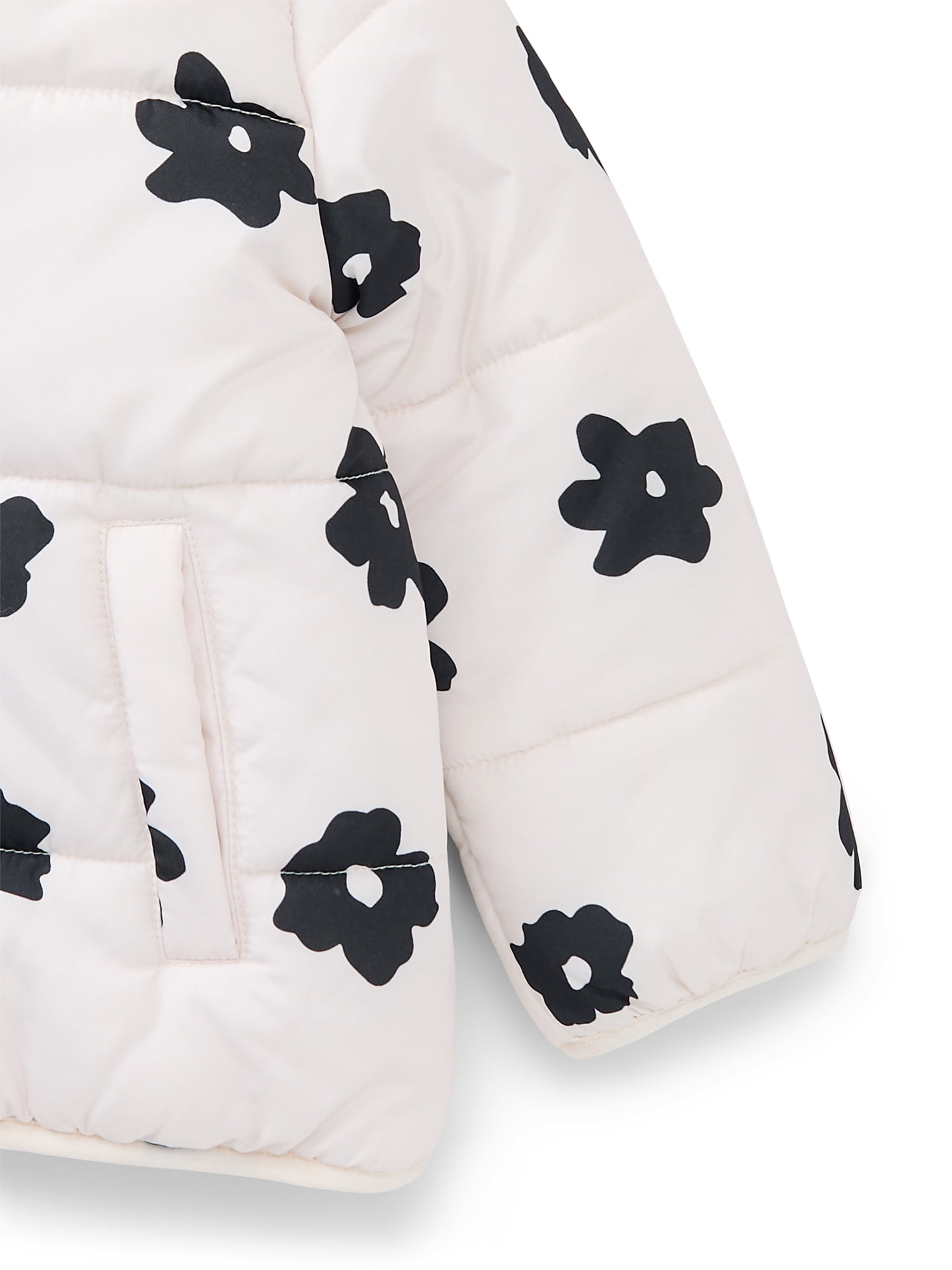 Jessica Simpson Toddler Girls Floral Puffer Jacket with Hood, Heavyweight, Sizes 2T-5T