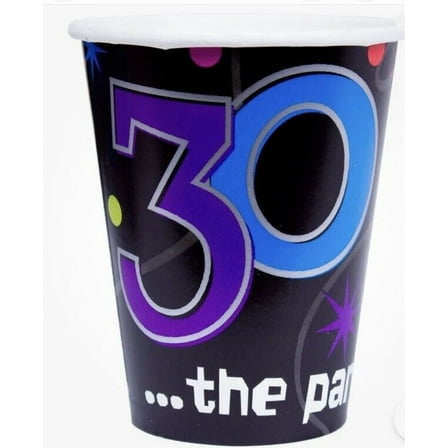 Party Continues Black Over the Hill 30th Birthday Party 9 oz. Paper Cups