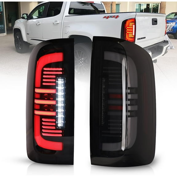 Full LED Taillights for 2015-2022 Chevy Colorado with Sequential Turn Signal Rear Tail Light Black/Smoke Lens Brake Lamps
