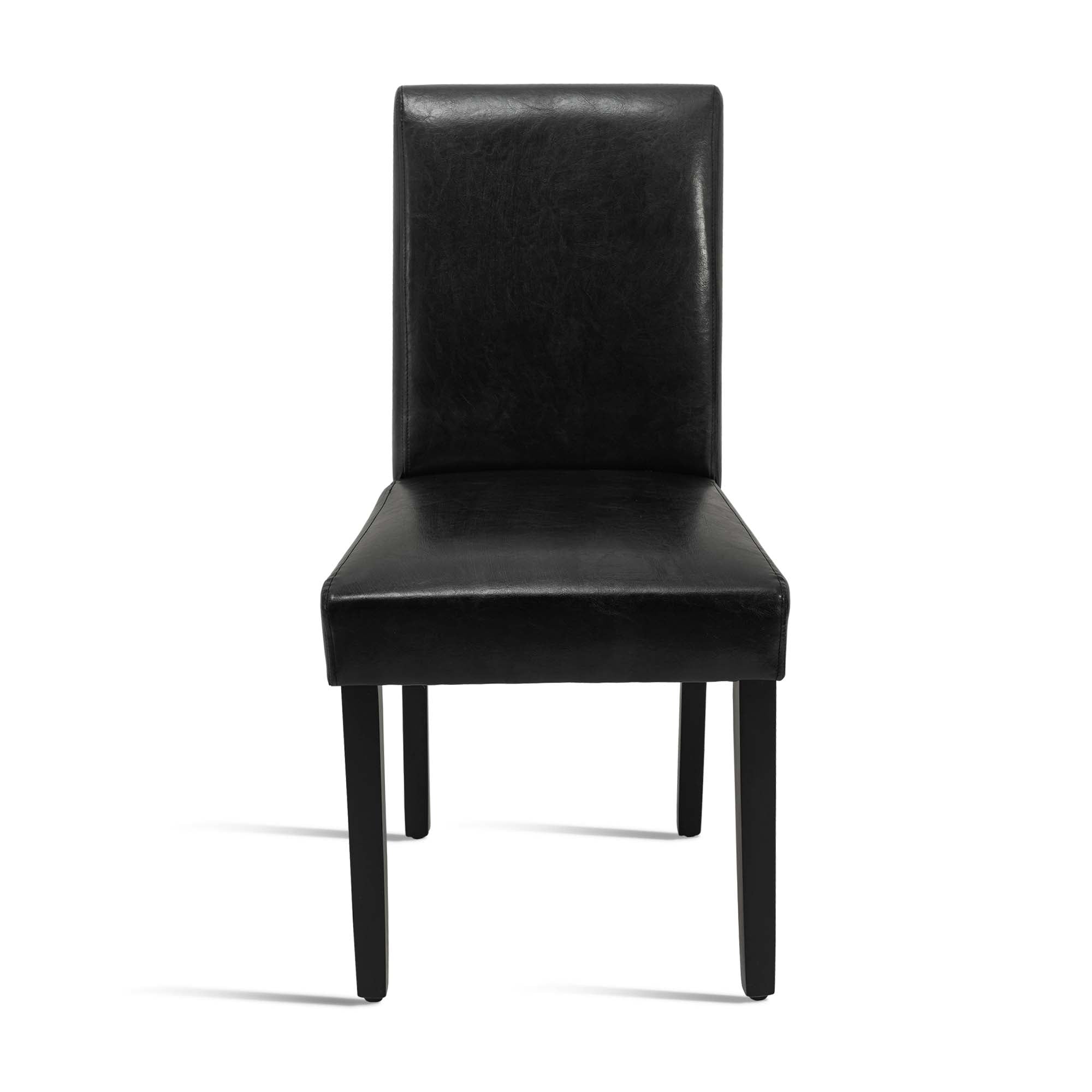 Set of 2 PU Dining Chairs Small Dining Chair with Wood Legs for Office Home,Black
