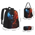 thumbnail image 2 of Disketp Red And Blue Fire Bird Mochila Estampada de Gran Capacidad con Lonchera y Estuche, Set de 3 Piezas para Estudiantes, 2 of 7