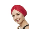 thumbnail image 2 of Beemo Womens Swim Cap Bathing Turban-Polyester Twisted Pleated Turban Head Cover Red, 2 of 3