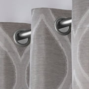 Exclusive Home Curtains Montrose Ogee Geometric Textured Linen Grommet Top Curtain Panel Pair, 54x84, Ash Grey