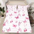thumbnail image 2 of Manfei Kawaii Butterfly Twin Sheet Sets,Retro Rustic Flowers Twin Fitted Sheet,Pink White Flat Sheet For Girls Teens,Luxury Bedroom Decor,3pcs, 2 of 7