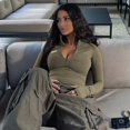 thumbnail image 4 of Women'S Sports Jackets Yoga Jackets with Zippers Short Sports Slim Tops Army Green M, 4 of 7