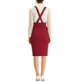 thumbnail image 3 of INSPIRE CHIC Women's High Waist Adjustable Strap Solid Pencil Suspender Skirt, 3 of 6