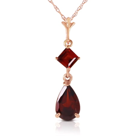 Galaxy Gold 14K Solid Gold Natural Garnet Pendant Necklace for Women - Rose Gold Fine Jewelry