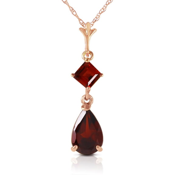 Galaxy Gold 14k 24" Rose Gold Natural Garnet Drop Pendant Necklace