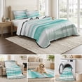 thumbnail image 6 of Twin Quilt Set 68''x86'', Turquoise Gray White Lightweight Summer Bedspread Coverlet Set with 2 Pillow Shams, Country Abstract Ombre Mottled Breathable All Season Quilt Bedding for Dorm/Bedroom, 6 of 9