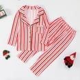 thumbnail image 2 of Vividxx Matching Family Pajamas Kids Christmas Stripe Printed Pajamas Set Home Clothes Long Sleeve Top Trousers 2 Piece Set For Child Boys Girls 4T, 2 of 8