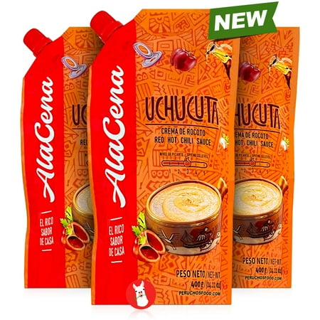 Alacena New Crema de Rocoto Uchucuta 400g | Peruvian Red Hot Chili Sauce 3 Pack