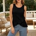 thumbnail image 6 of cocolona Womens Summer Tank Tops Crew Neck Sleeveless Ruffle Asymmetrical Hem Shirts Trendy Casual Solid Color Blouses, 6 of 6
