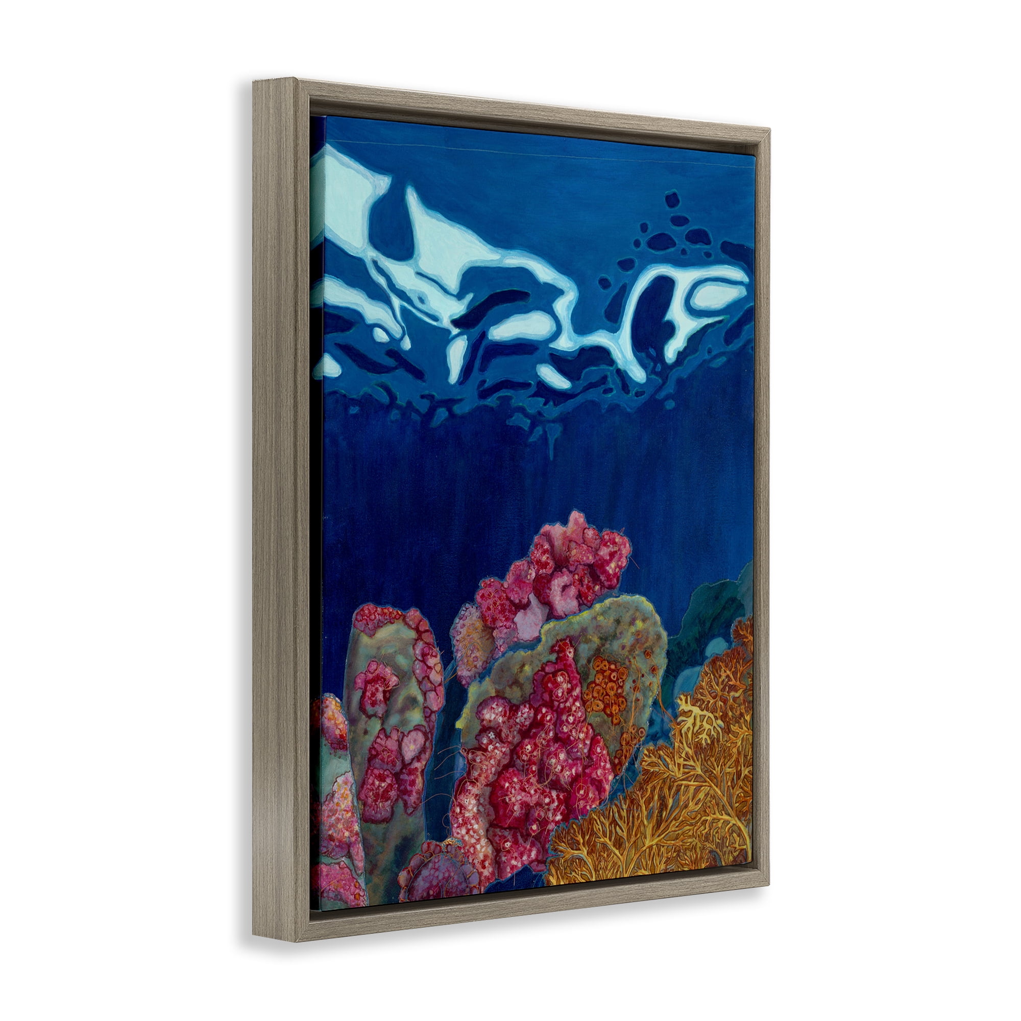 Stupell Industries Abstract Underwater Coral Nautical & Beach Painting Brown Floater Framed Canvas Art Print Wall Art, 25 x 31
