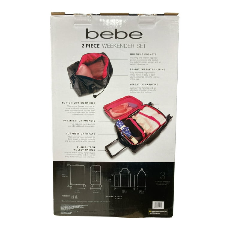 Bebe Expandable Travel Duffel Bag Set, Black, 2-Piece Bebe Expandable Travel Duffel Bag Set, Black, 2-Piece