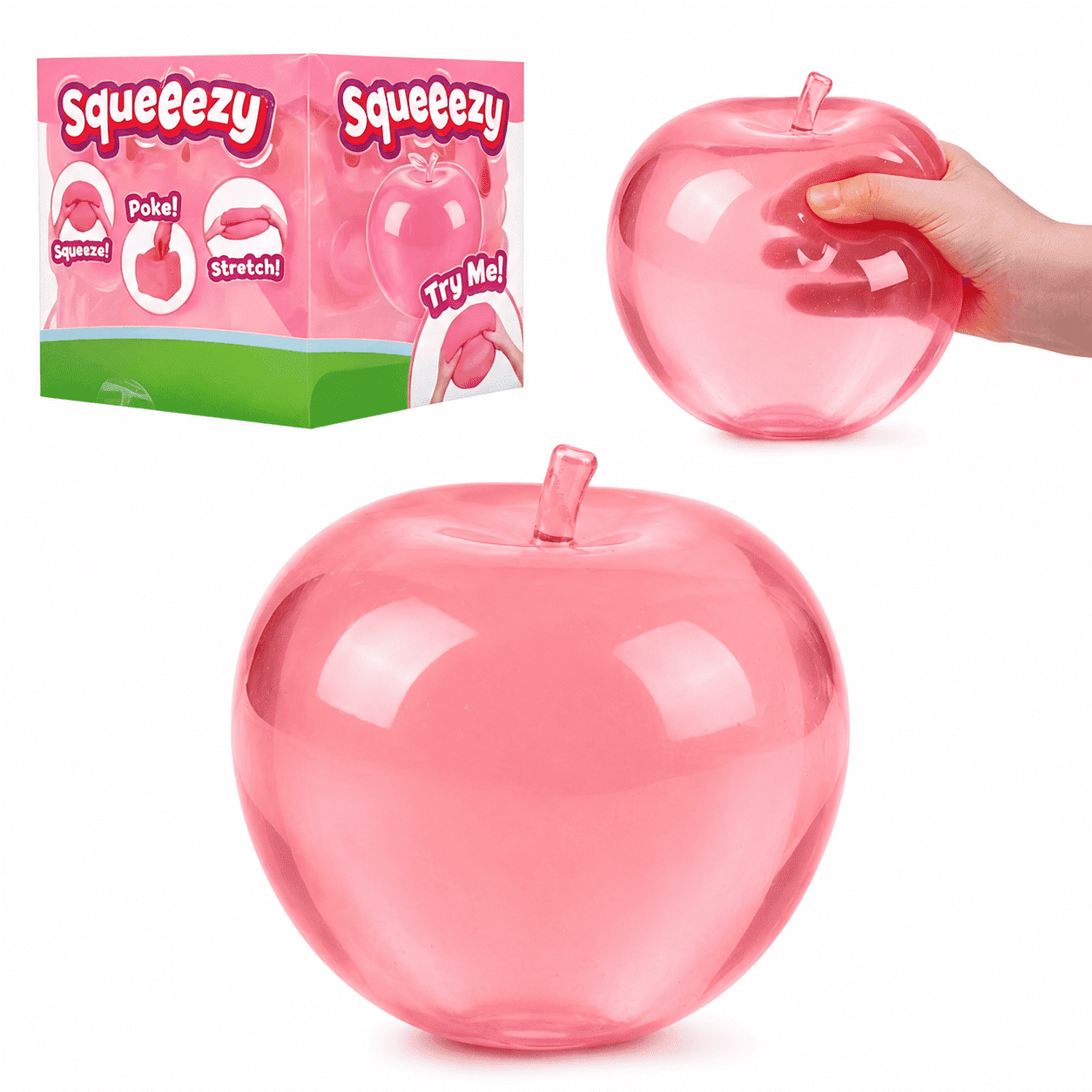 Pink Apple Squishy,Apple Squishies Stress - Realistic Slow Rising Fruit Fidget for Stress Relief & Anxiety Relaxation