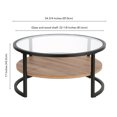 thumbnail image 3 of Evelyn&Zoe Winston 34.75" Wide Round Coffee Table, Blackened Bronze/Rustic Oak, 3 of 7