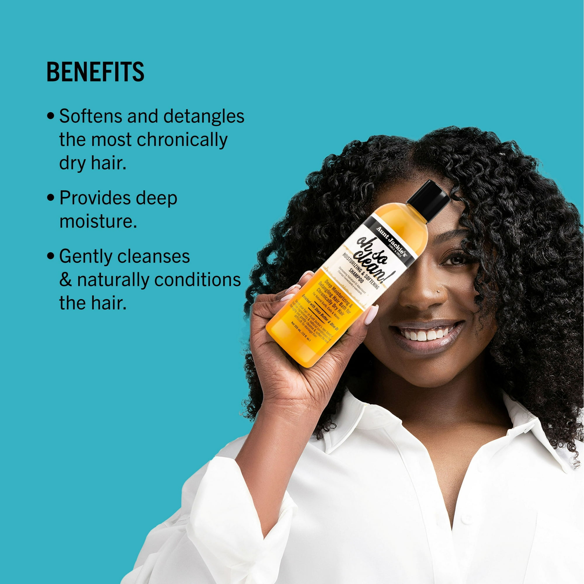 Aunt Jackie's Curls & Coils Oh So Clean Moisturizing & Softening Shampoo, 12 fl oz