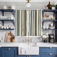 thumbnail image 2 of Boho Teal Stripes Kitchen Curtains 63 Inch Length, Bohemian Vertical Striped Geometric Grommet Top Bedroom Living Room Curtains, Light Filtering Cafe Curtain Drapes 2 Panels Set 84''x63'', 2 of 9