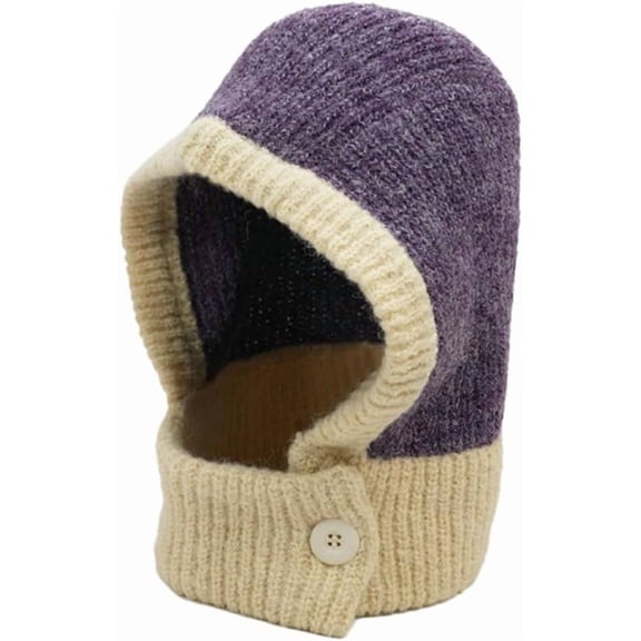 YooGuoGuo Winter Beanie Hat for Women Knitted Hooded Scarf Hat Balaclava Skull Cap Neck Gaiters with Button