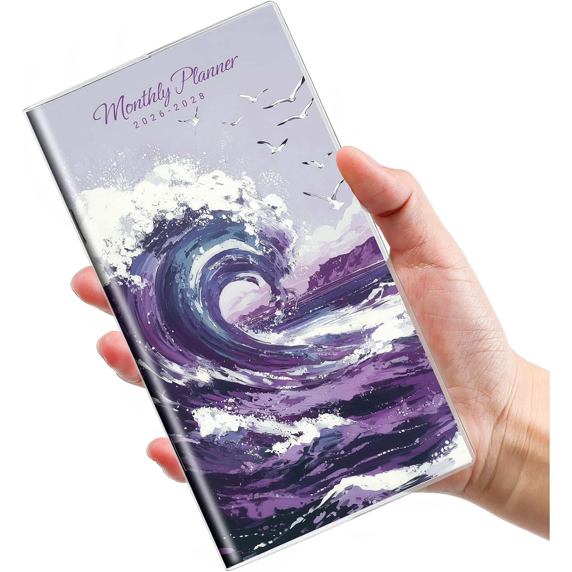 Pocket Calendar 2026-2028 for Purse, 2 Year Monthly Planner Pocket Size with Clear Protective Cover, Jul 2026-Jun 2028 Small Monthly Planner, 6.5" x 3.5" - Violet Surge