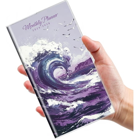 Pocket Calendar 2026-2028 for Purse, 2 Year Monthly Planner Pocket Size with Clear Protective Cover, Jul 2026-Jun 2028 Small Monthly Planner, 6.5" x 3.5" - Violet Surge