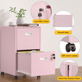 thumbnail image 5 of SteeLoong File Cabinet on Whells,Freestanding Storage Organizer,Pink Metal 2-Drawer,Letter Size,Easy Assemble, 5 of 8