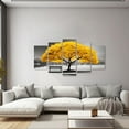 thumbnail image 3 of ZHONGYUTONG Black and White Canvas Wall Art 5 Pieces Yellow Big Tree and Chair Picture Landscape Painting Prints Modern Home Decor Framed (12"x16"x2 12"x24"x2 12"x32"x1), 3 of 6