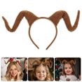 thumbnail image 4 of GAXIRE Diadema de cuerno de antílope de imitación para el pelo, diadema de Pascua, diadema navideña, tocado exagerado, suministros para fiestas, café, 4 of 5