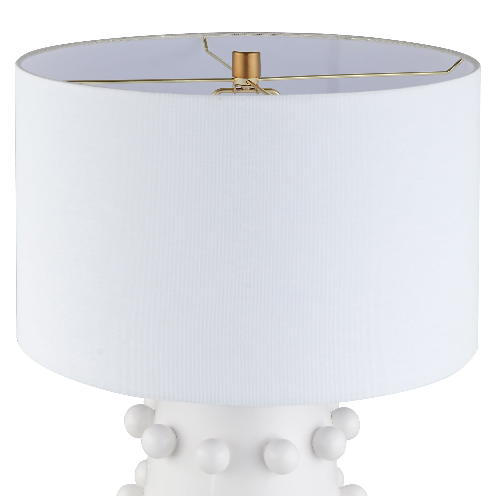 Evelyn&Zoe Farrington 26" Tall Ceramic Table Lamp with Fabric Shade, Matte White/White