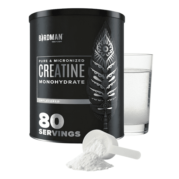BIRDMAN Micronized Creatine Monohydrate Powder, Vegan, Caffeine-Free, 80 Servings, 0.8 lb