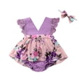 thumbnail image 4 of Grande/petite Sœur Haut Assorti Floral Nouveau-Né Fille Barboteuse Robe Tenue, 4 of 5