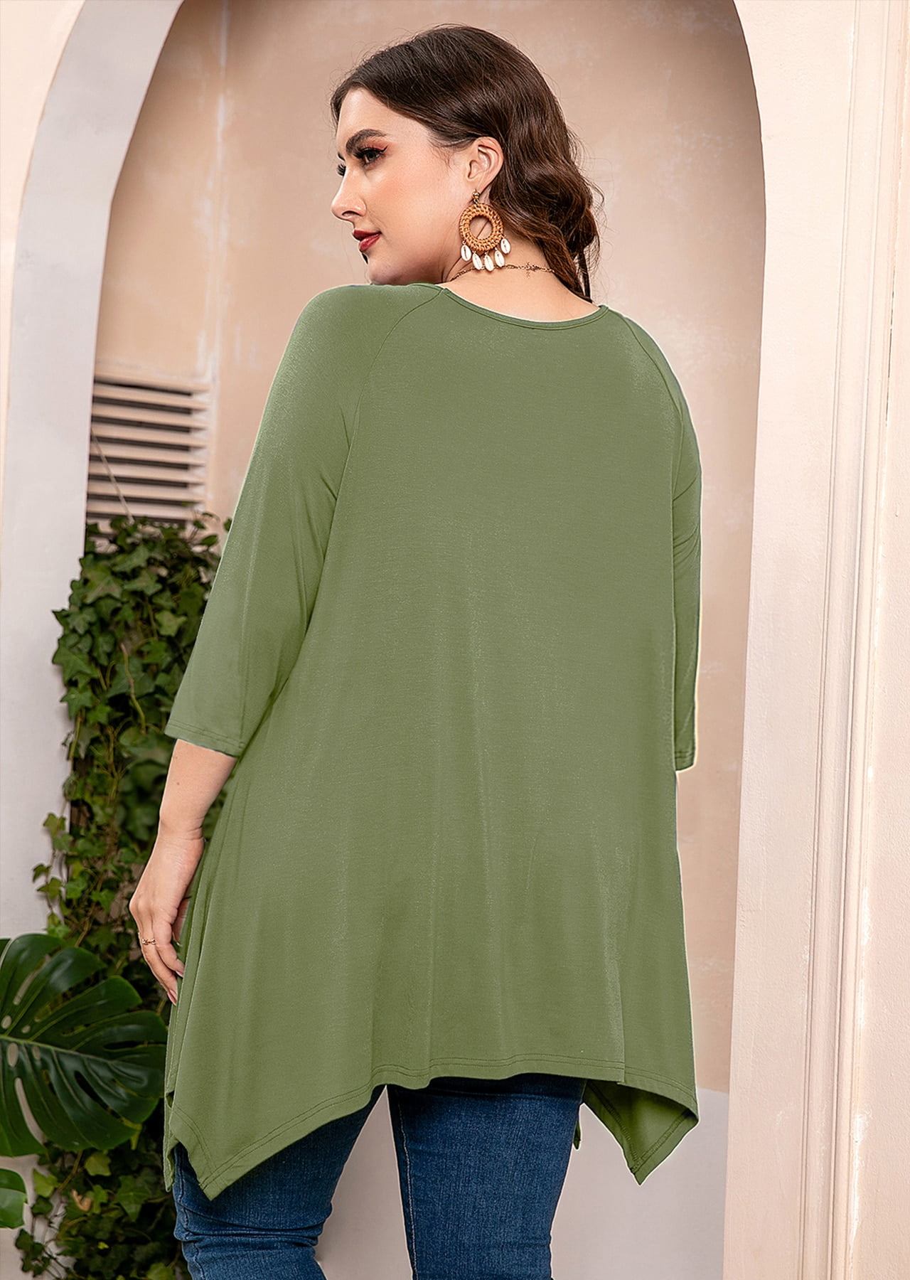 AusLook Plus Size Tunic Top for Women Clothes Short Sleeve Christmas Dark  Green 2X Summer Blouse Swing Tee Crewneck Clothing Flowy Shirts for  Leggings: Buy Online at Best Price in Egypt 