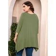 thumbnail image 7 of SHOWMALL Plus Size Maternity Clothes 3/4 Sleeve Army Green 2X Swing Tunic Top Lace Clothing Crewneck Blouse Loose T Shirt for Leggings, 7 of 7