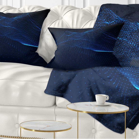 Designart 3D Wave Glowing Particles - Spacescape Throw Pillow - 12x20